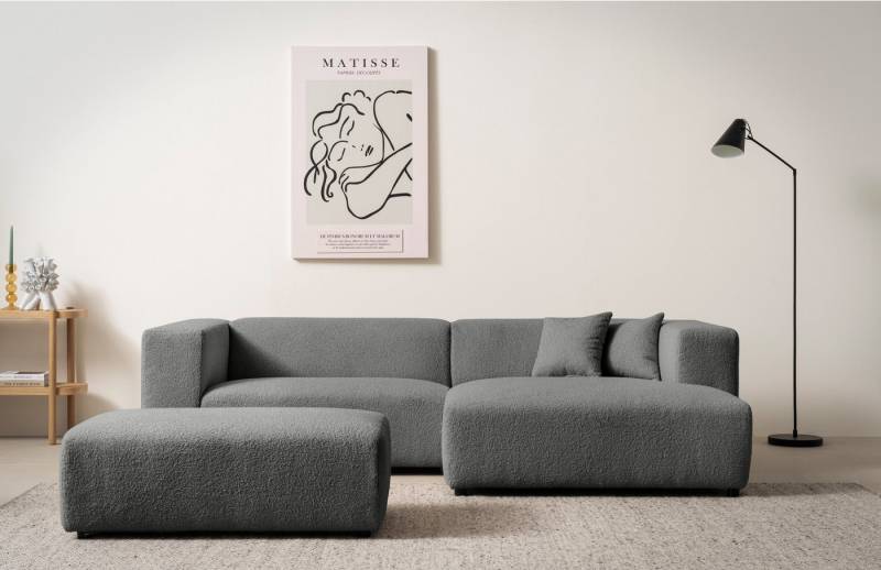 andas Polsterecke BAKELS, Ecksofa-Set mit Hocker, L-Form mit Schlaffunktion, Ecksofa-Set (incl. Hocker) im trendigen Megacord von andas