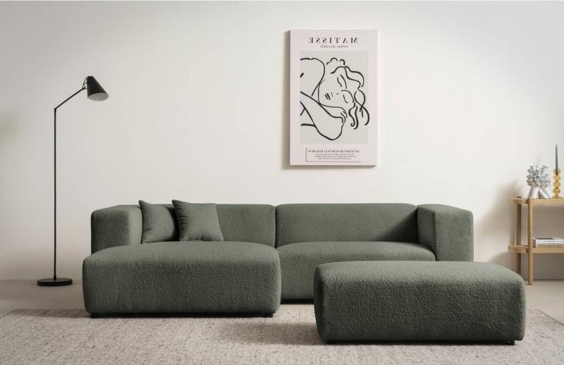 andas Polsterecke BAKELS, Ecksofa-Set mit Hocker, L-Form mit Schlaffunktion, Ecksofa-Set (incl. Hocker) im trendigen Megacord von andas