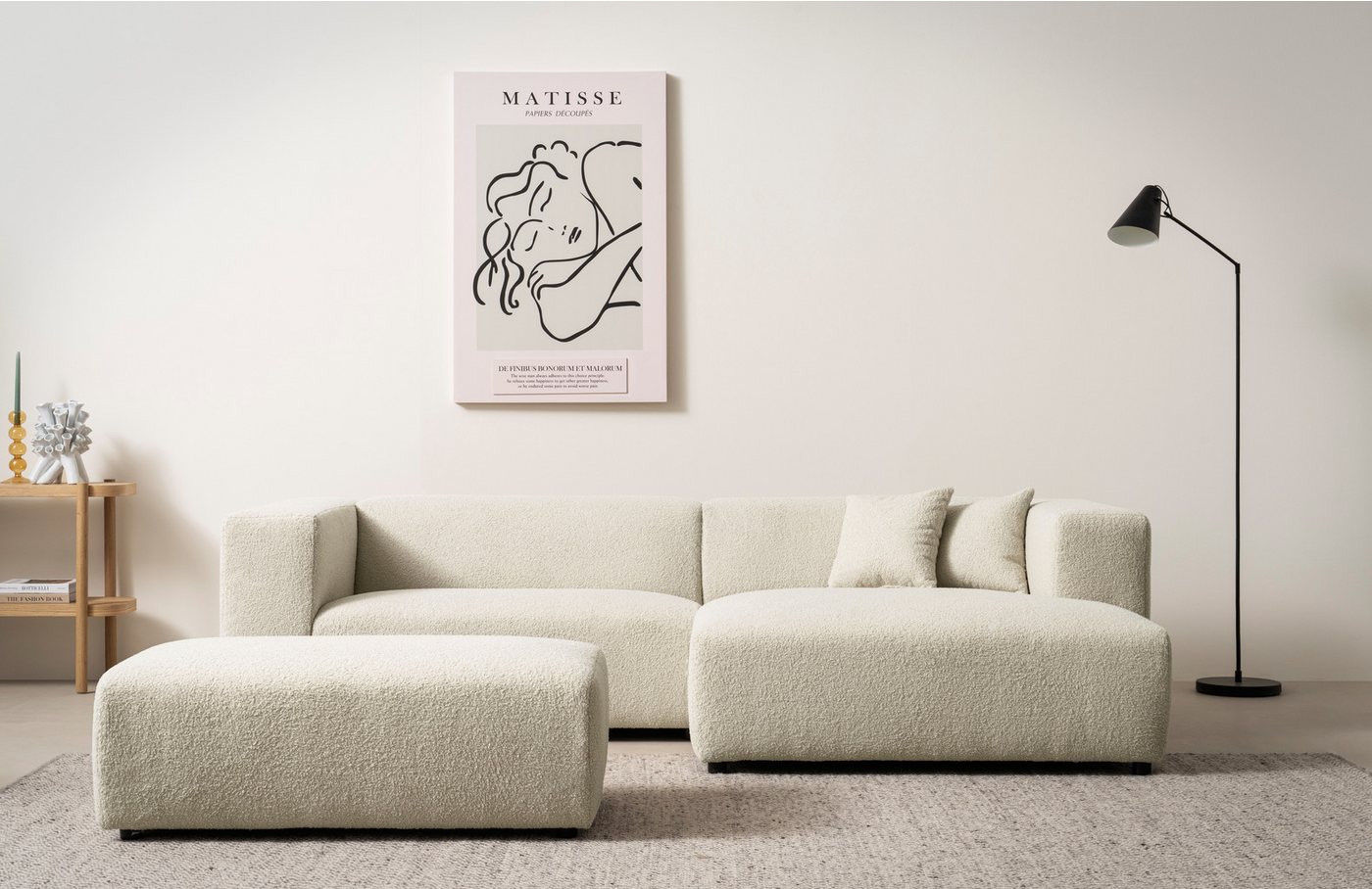 andas Polsterecke BAKELS, Ecksofa-Set mit Hocker, L-Form mit Schlaffunktion, Ecksofa-Set (incl. Hocker) im trendigen Megacord von andas