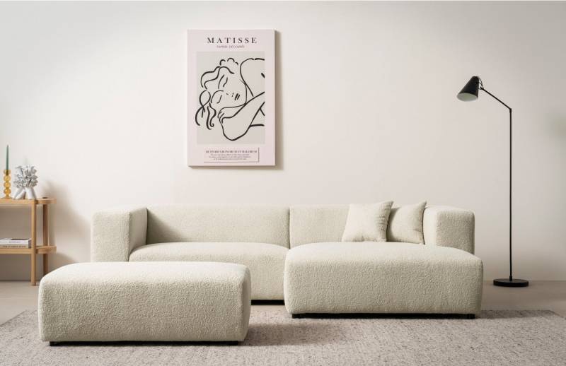 andas Polsterecke BAKELS, Ecksofa-Set mit Hocker, L-Form mit Schlaffunktion, Ecksofa-Set (incl. Hocker) im trendigen Megacord von andas