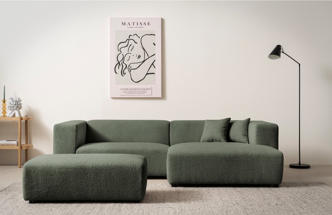 andas Polsterecke BAKELS, Ecksofa-Set mit Hocker, L-Form mit Schlaffunktion, Ecksofa-Set (incl. Hocker) im trendigen Megacord von andas
