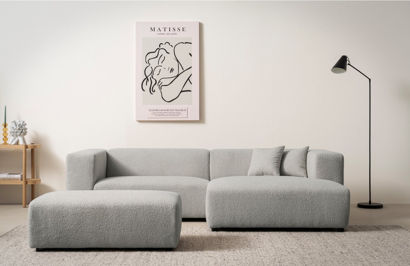 andas Polsterecke BAKELS, Ecksofa-Set mit Hocker, L-Form mit Schlaffunktion, Ecksofa-Set (incl. Hocker) im trendigen Megacord von andas