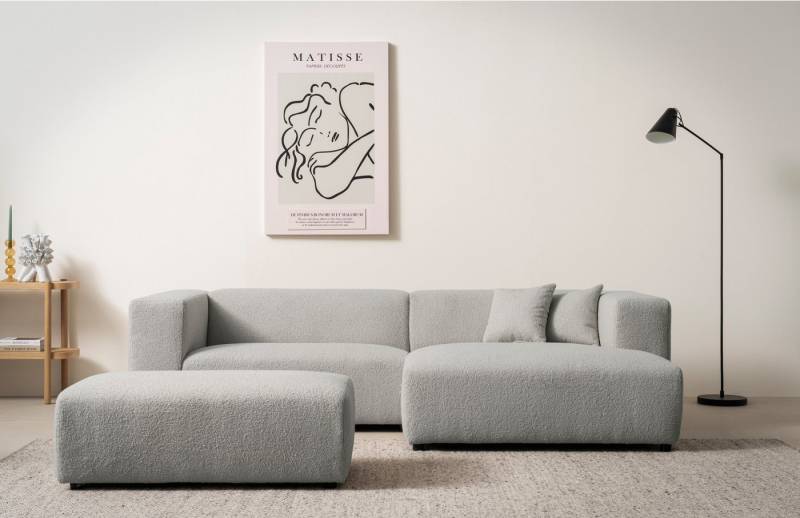 andas Polsterecke BAKELS, Ecksofa-Set mit Hocker, L-Form mit Schlaffunktion, Ecksofa-Set (incl. Hocker) im trendigen Megacord von andas