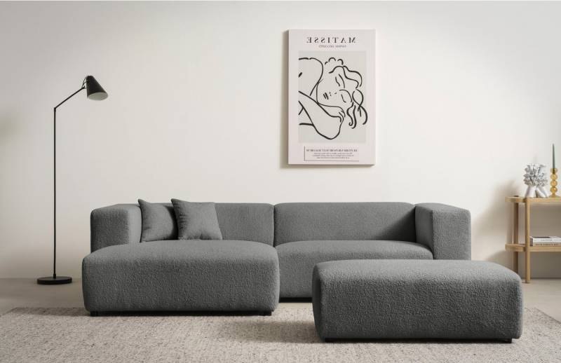 andas Polsterecke BAKELS, Ecksofa-Set mit Hocker, L-Form mit Schlaffunktion, Ecksofa-Set (incl. Hocker) im trendigen Megacord von andas