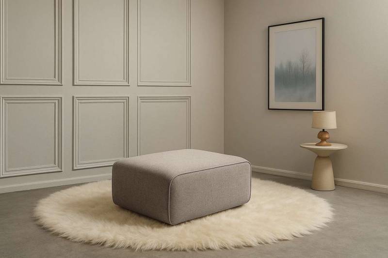 andas Polsterhocker Noord 92/66 cm, mit Kedernaht, schöne Serienergänzung von andas