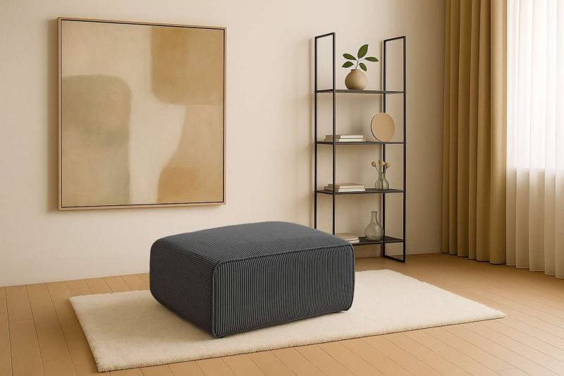 andas Polsterhocker Noord 92/66 cm, mit Kedernaht, schöne Serienergänzung von andas