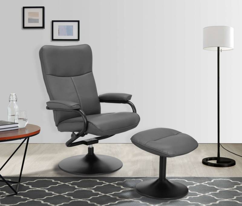 andas Relaxsessel Istad, TV-Sessel, Sessel mit Hocker und Schlaffunktion, mit Drehfuß, nordisches Design und Hocker von andas