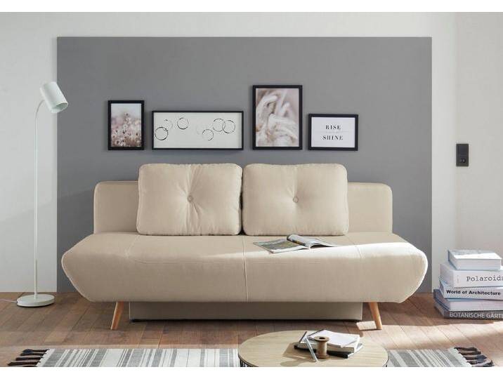 andas Schlafsofa Segmon, einfach in ein bequemes Bett umwandeln, inklusive Bettkasten, beige braun grau, Braunbeige von andas