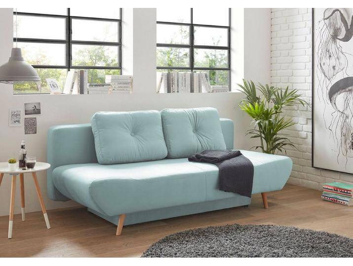 andas Schlafsofa Segmon, einfach in ein bequemes Bett umwandeln, inklusive Bettkasten, blau, Aqua von andas