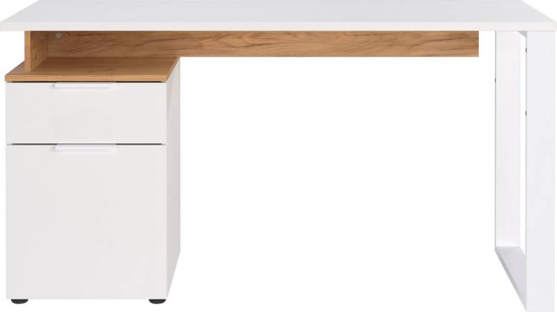 andas Schreibtisch Njavve mit Kufengestell & Stauraumcontainer, kratzfeste Oberfläche, Breite 140 cm, Made in Germany von andas