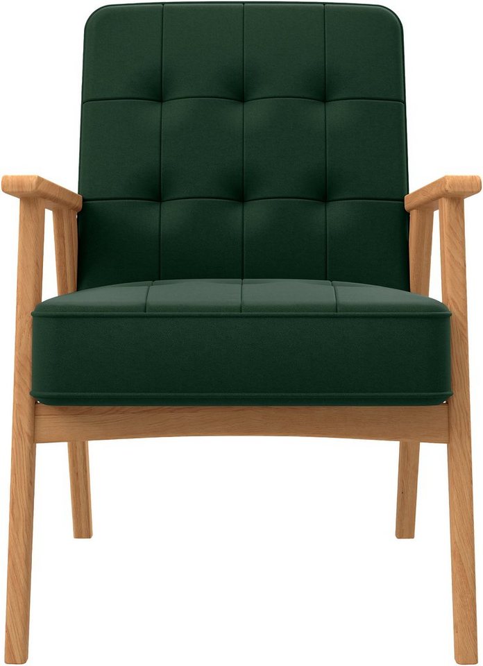 andas Sessel Alvared, Wellenunterfederung für hohen Sitzkomfort, Eiche-Massivholz in natur von andas