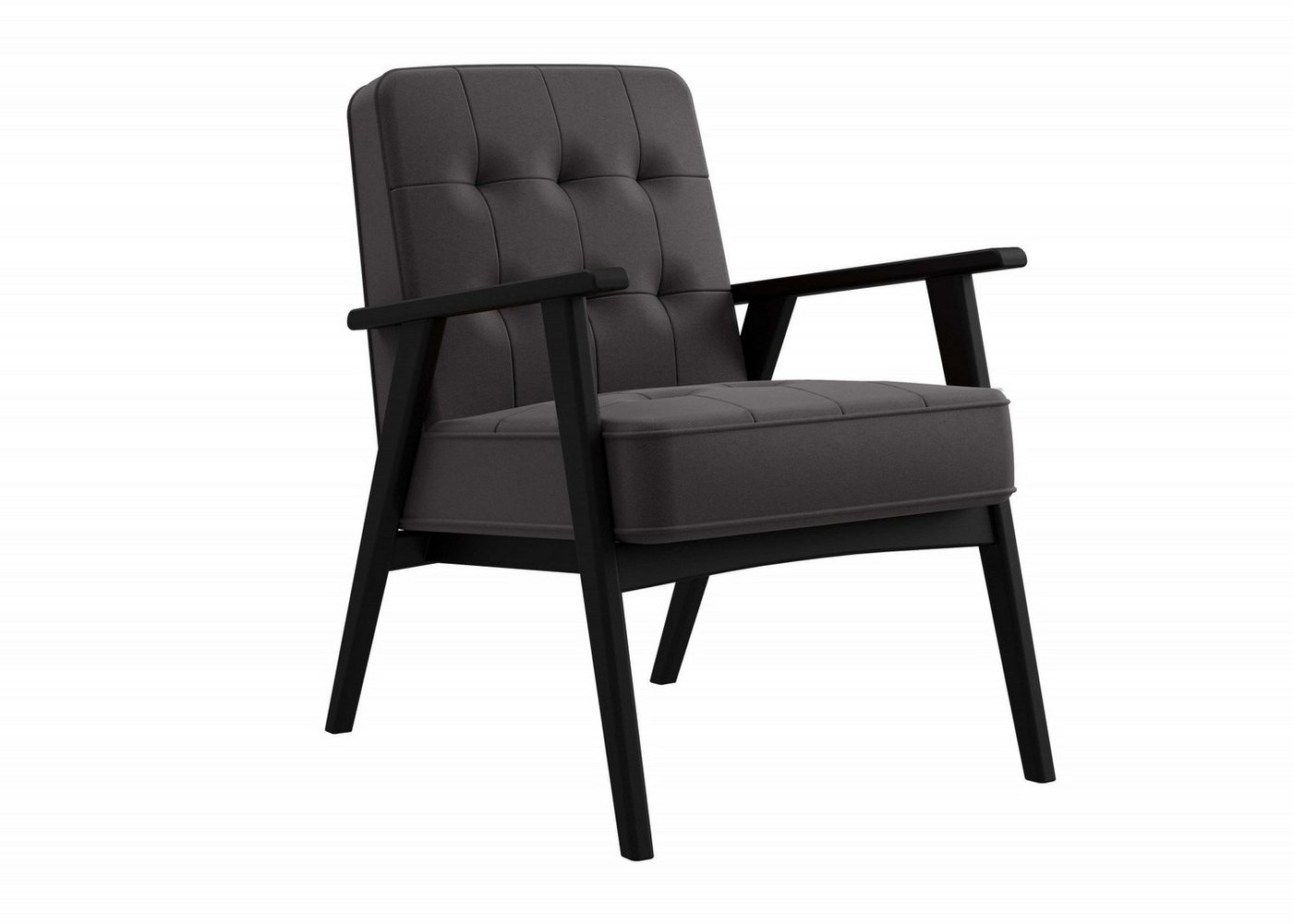 andas Sessel Alvared, Wellenunterfederung für hohen Sitzkomfort, Buche-Massivholz in schwarz von andas