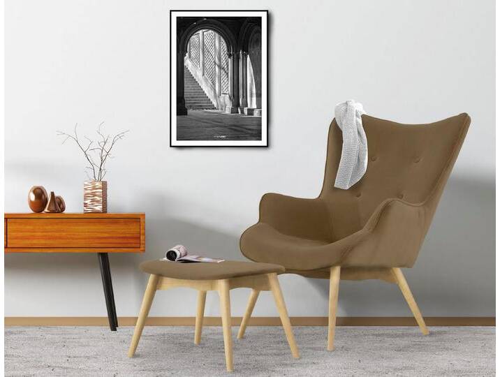 andas Sessel Egense, gelb, Sessel mit Hocker, senf von andas