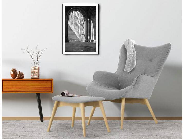 andas Sessel Egense, grau, Sessel mit Hocker, grau von andas