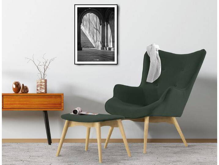 andas Sessel Egense, grün, Sessel mit Hocker, dunkelgrün von andas