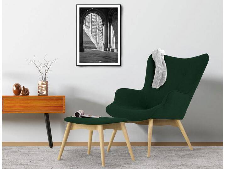 andas Sessel Egense, grün, Sessel mit Hocker, dunkelgrün von andas