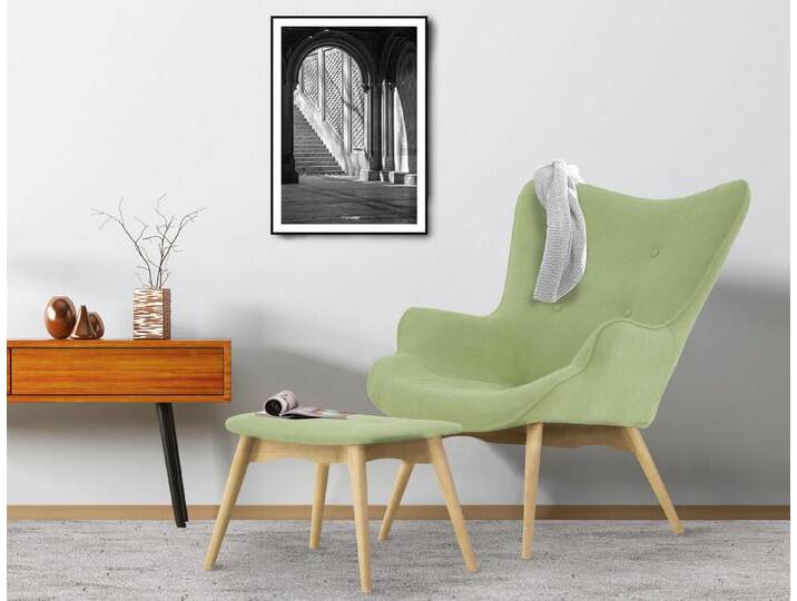 andas Sessel Egense, grün, Sessel mit Hocker, dunkelgrün von andas