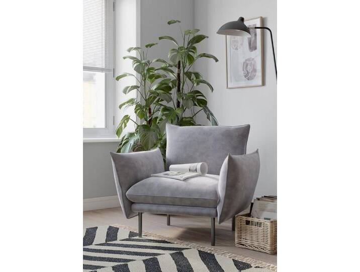 andas Sessel Stine Cocktailsessel, Besonderes Design durch Kissenoptik und Keder, by Morten Georgsen, grau, grau andas Sessel Stine Cocktailsessel, Besonderes Design durch Kissenoptik und Keder, by Morten Georgsen, grau, grau von andas