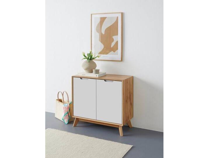 andas Sideboard Pandrup, Kommode mit 2 Türen und 2 verstellbare Einlegeböden, B:80 cm, H:75 cm, weiß, Eiche/weiß von andas