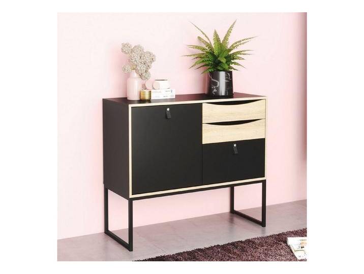 andas Sideboard Stubbe, Kommode Breite 98,7 cm, 1 Tür und 3 Schubkästen, Ledergriffe, schwarz andas Sideboard Stubbe, Kommode Breite 98,7 cm, 1 Tür und 3 Schubkästen, Ledergriffe, schwarz von andas