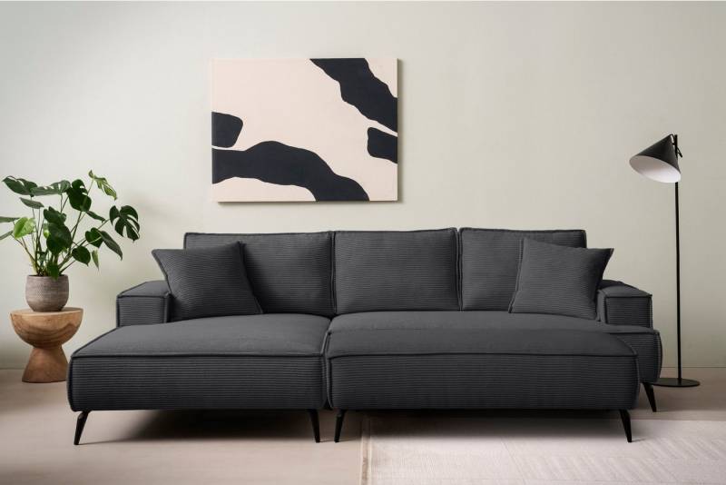 Home affaire Sitzgruppe TVINNU, Polsterecke L-Form, Schlaffunktion, mit Hocker, (Set), Set, stellbar zum Schlafsofa (Krokodilverbinder) von Home affaire