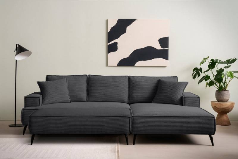 Home affaire Sitzgruppe TVINNU, Polsterecke L-Form, Schlaffunktion, mit Hocker, (Set), Set, stellbar zum Schlafsofa (Krokodilverbinder) von Home affaire