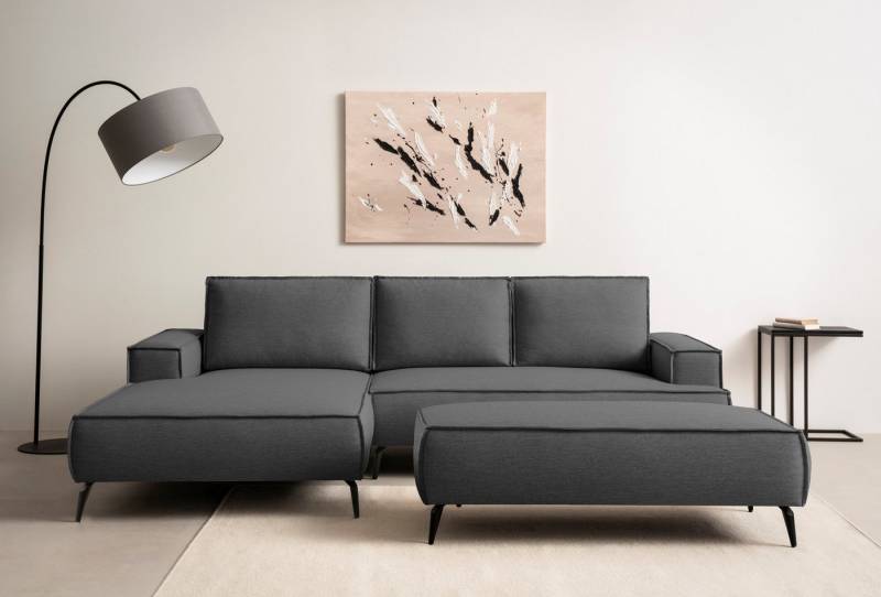 Home affaire Sitzgruppe TVINNU, Polsterecke L-Form, Schlaffunktion, mit Hocker, (Set), Set, stellbar zum Schlafsofa (Krokodilverbinder) von Home affaire