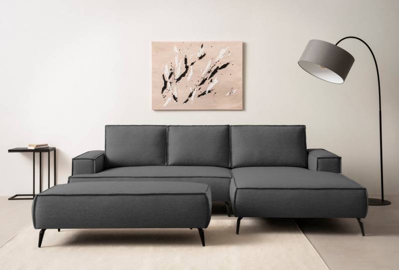 Home affaire Sitzgruppe TVINNU, Polsterecke L-Form, Schlaffunktion, mit Hocker, (Set), Set, stellbar zum Schlafsofa (Krokodilverbinder) von Home affaire