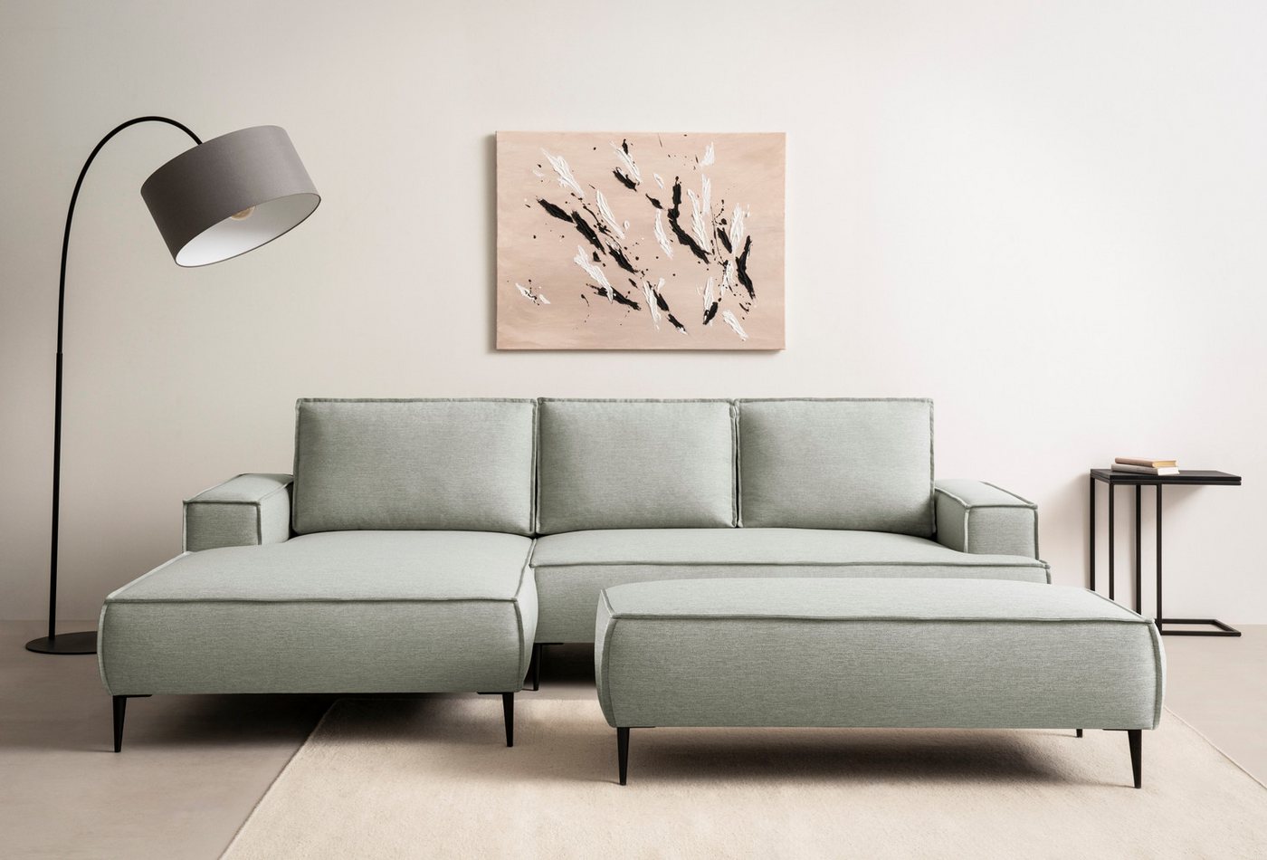 andas Sitzgruppe TVINNU, Polsterecke L-Form, Schlaffunktion, mit Hocker, (Set, 2-tlg), stellbar zum Schlafsofa (Krokodilverbinder) von andas