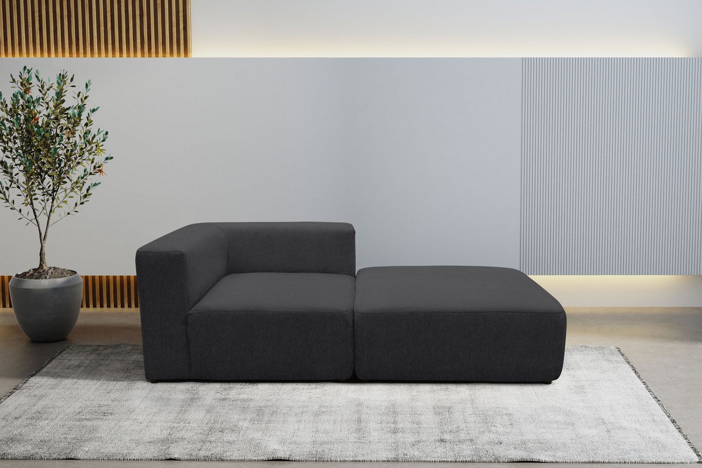 andas Sofa-Eckelement Utvik bestehend aus Eckelement und Hocker, als Modul oder separat verwendbar von andas