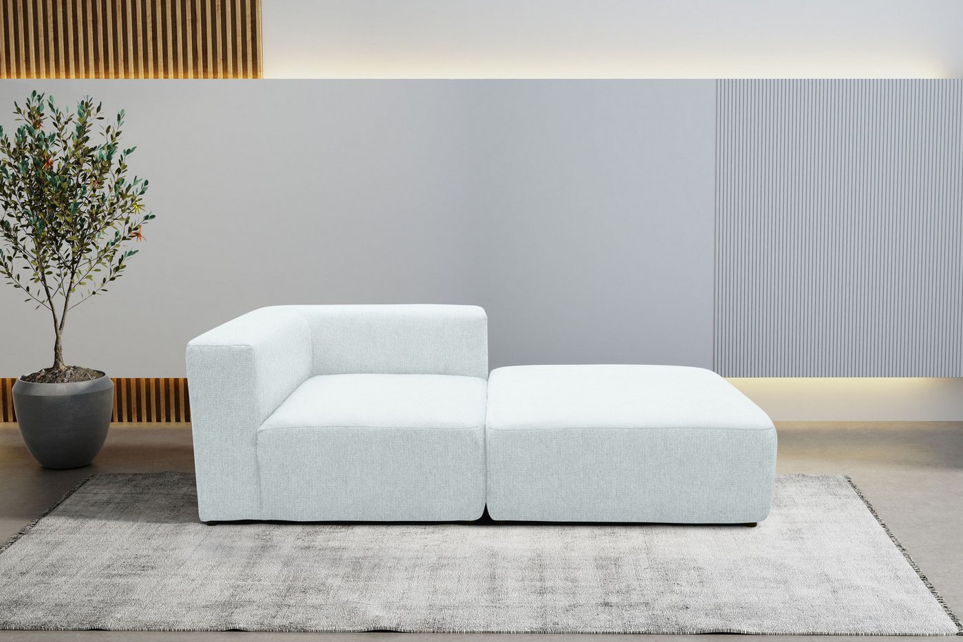 andas Sofa-Eckelement Utvik bestehend aus Eckelement und Hocker, als Modul oder separat verwendbar von andas