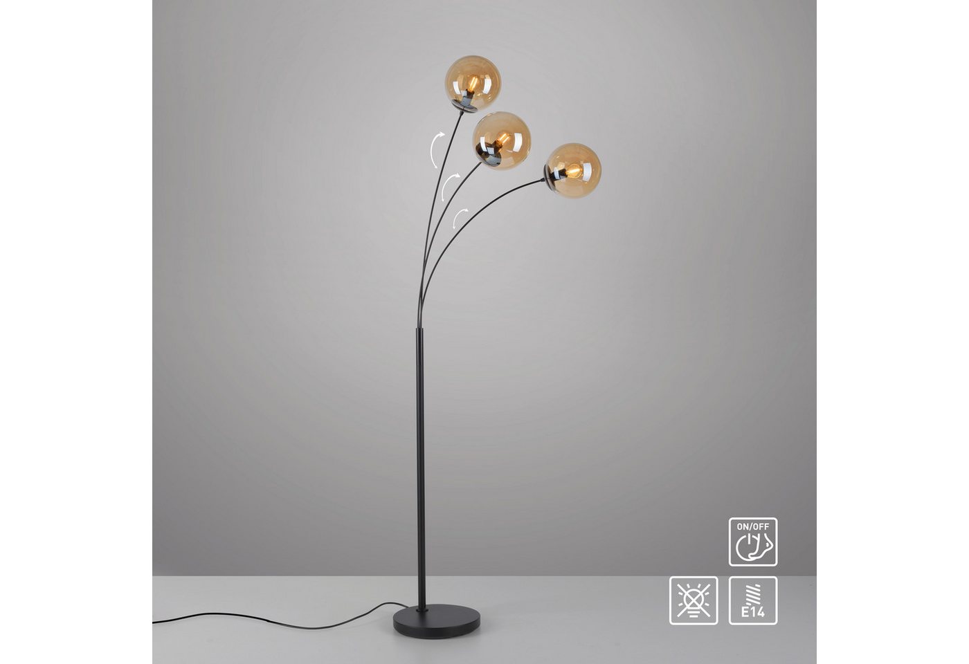 andas Stehlampe Nymölla, ohne Leuchtmittel, Stehleuchte mit großen Glaskugeln amberfarben oder opal matt weiß andas Stehlampe Nymölla, ohne Leuchtmittel, Stehleuchte mit großen Glaskugeln amberfarben oder opal matt weiß von andas