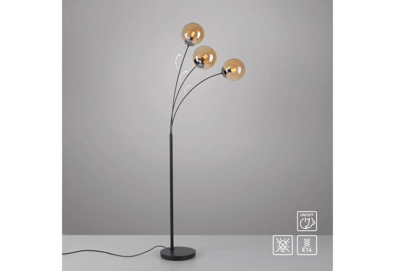 andas Stehlampe Nymölla, ohne Leuchtmittel, Stehleuchte mit großen Glaskugeln amberfarben oder opal matt weiß von andas