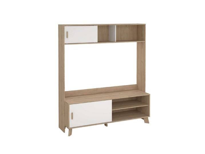 andas TV-Schrank Ikast TV-Möbel, TV-Wand, Wohnwand, TV-Regal, TV-Element 2 Schiebetüren, Breite 159 cm, Höhe 181 cm, braun von andas
