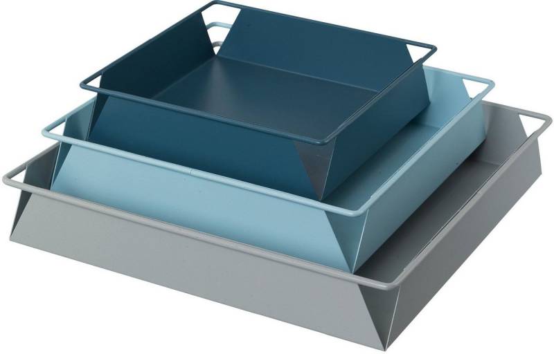 andas Tablett Nilsby, Metall, (Set, 3-tlg., 31x31x5 cm / 26x26x5 cm / 21x21x5 cm) von andas