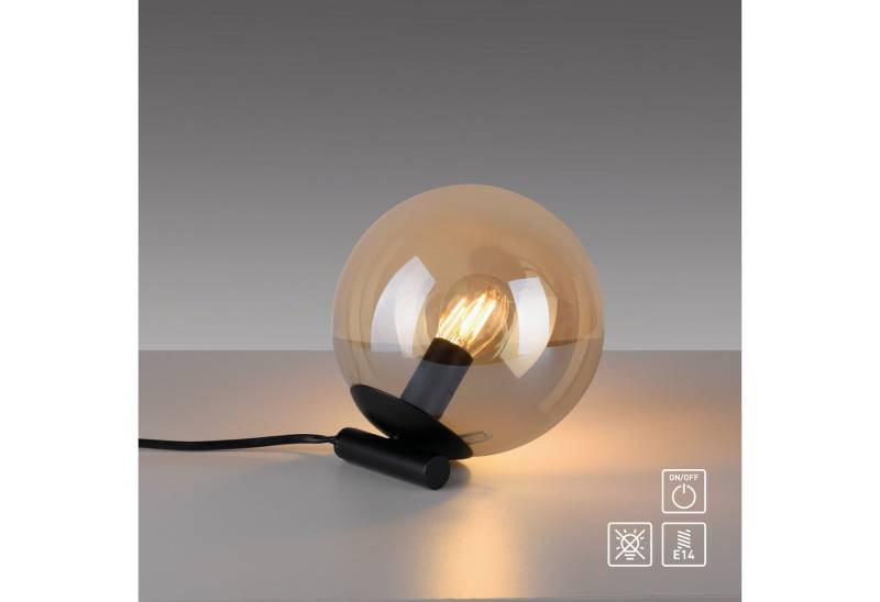 andas Tischleuchte Nymölla, ohne Leuchtmittel, Tischleuchte mit großer Glaskugel, amberfarben oder opal matt weiß von andas