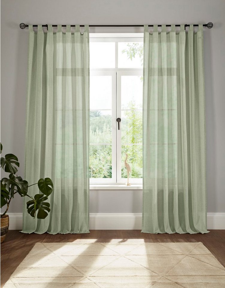 andas Vorhang Elby 1 (1 St), Schlaufen, halbtransparent, Jacquard, transparent, basic, monochrom, bis 295 cm Länge von andas