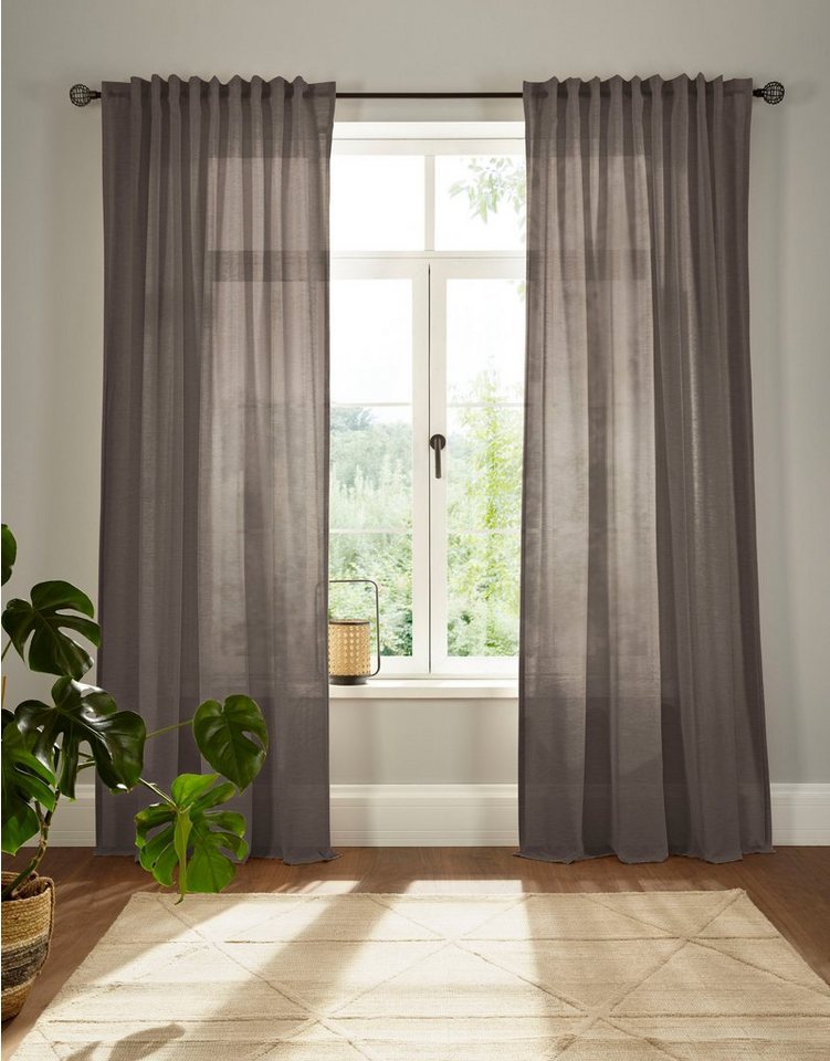 andas Vorhang Elby 2 (1 St), Multifunktionsband, halbtransparent, Jacquard, basic, transparent, monochrom, bis 295 cm Länge von andas
