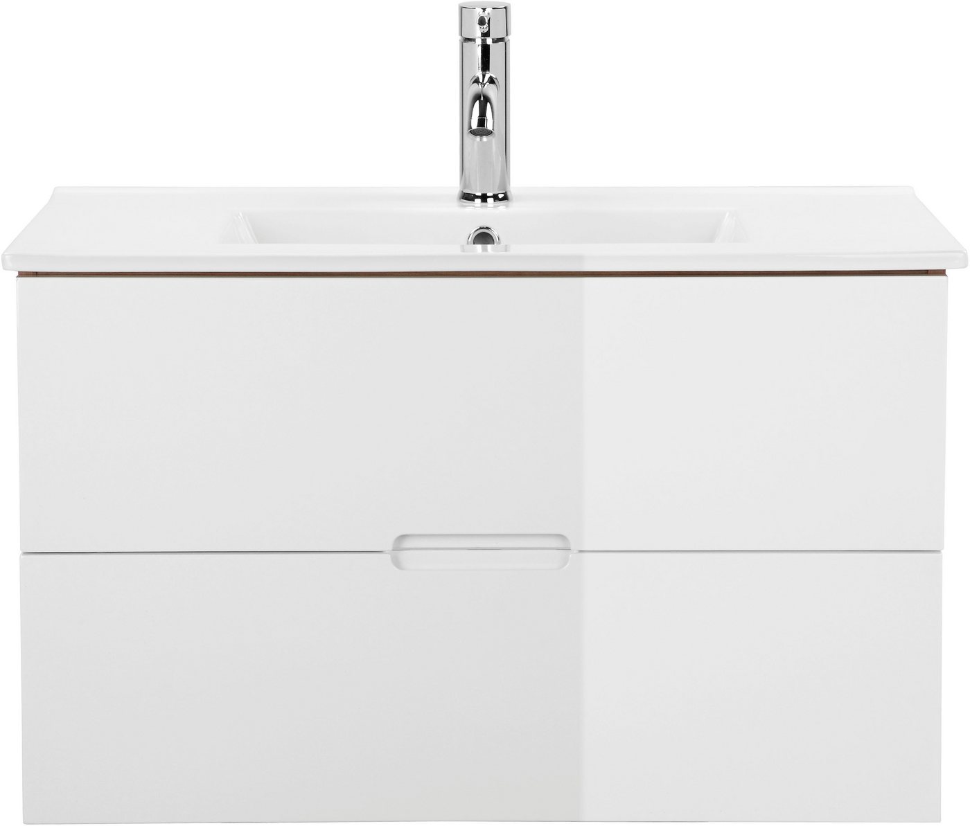 welltime Waschtisch Lund Badezimmerschrank Unterschrank mit Becken (Set), Waschplatz mit Waschbecken und 2 Auszügen Breite 80 cm von welltime