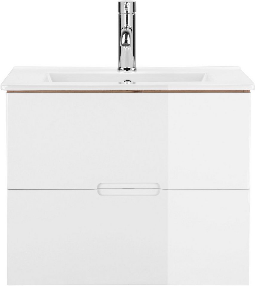 welltime Waschtisch Lund Badmöbel Schrank Unterschrank mit Becken (Set), Waschplatz mit 2 Auszügen und Waschbecken Breite 60cm von welltime