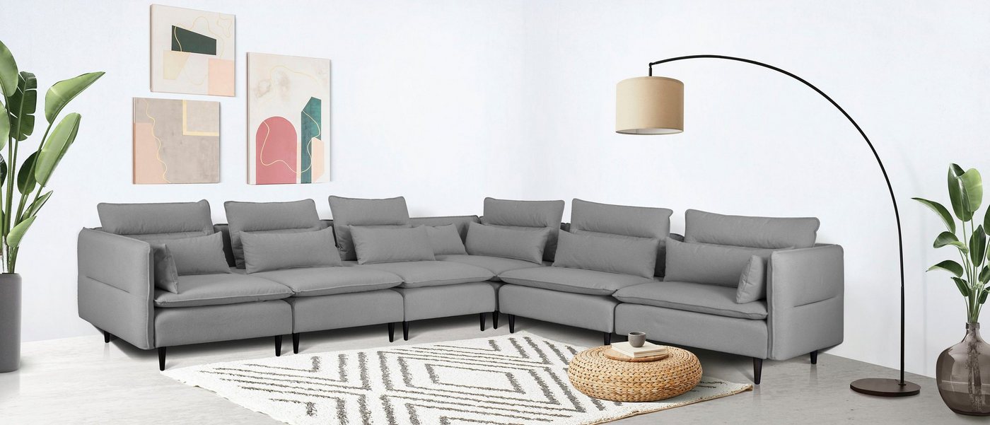 andas Ecksofa ALVIK L-Form, zusammengesetzt aus Modulen, erweiterbar mit Modulen der Serie von andas