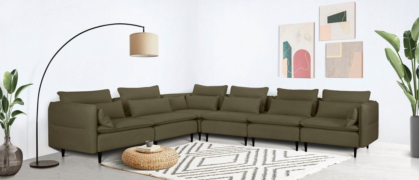 andas Ecksofa ALVIK L-Form, zusammengesetzt aus Modulen, erweiterbar mit Modulen der Serie von andas