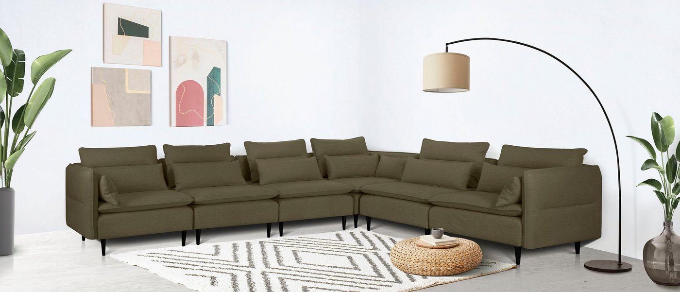 andas Ecksofa ALVIK L-Form, zusammengesetzt aus Modulen, erweiterbar mit Modulen der Serie von andas