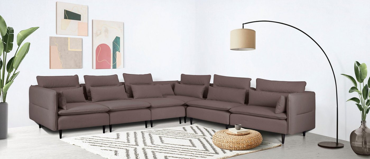 andas Ecksofa ALVIK L-Form, zusammengesetzt aus Modulen, erweiterbar mit Modulen der Serie von andas