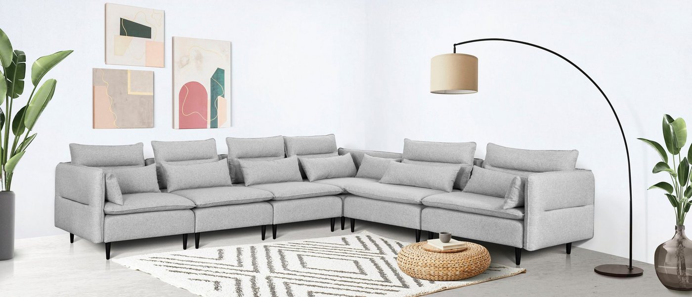 andas Ecksofa ALVIK L-Form, zusammengesetzt aus Modulen, erweiterbar mit Modulen der Serie von andas