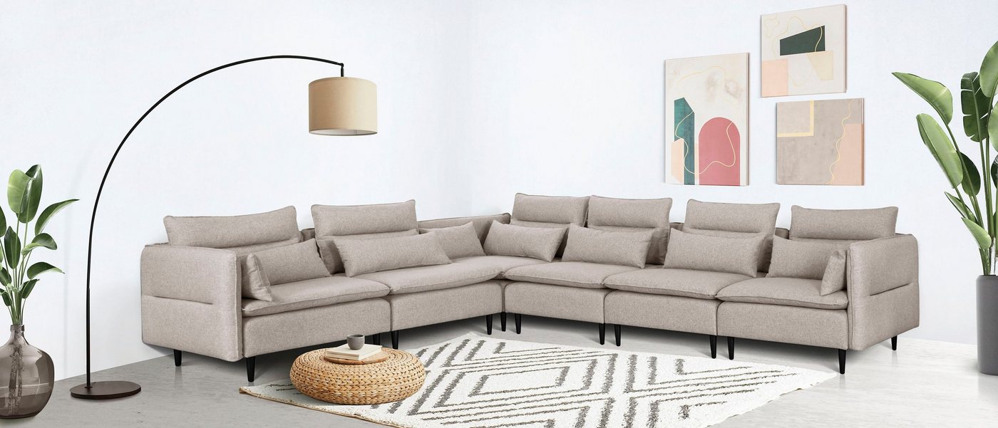 andas Ecksofa ALVIK L-Form, zusammengesetzt aus Modulen, erweiterbar mit Modulen der Serie von andas