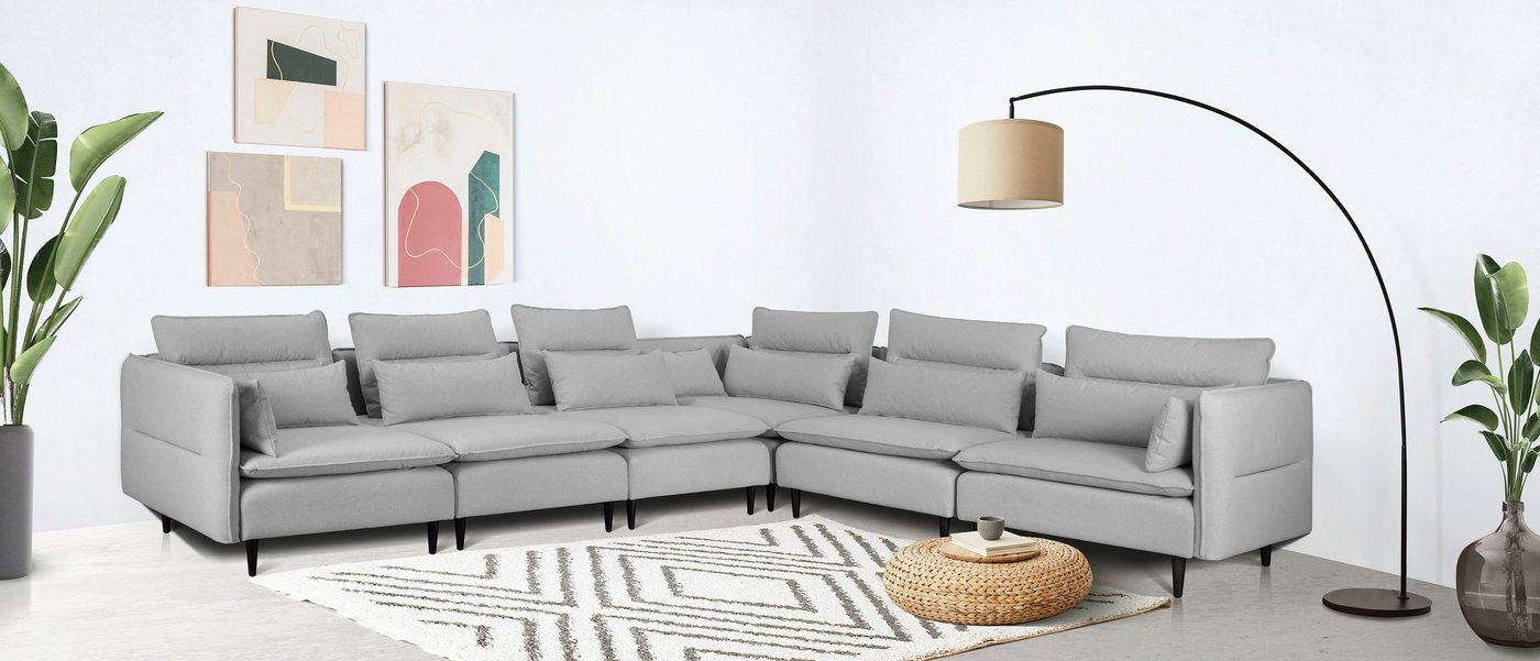 andas Ecksofa ALVIK L-Form, zusammengesetzt aus Modulen, erweiterbar mit Modulen der Serie von andas