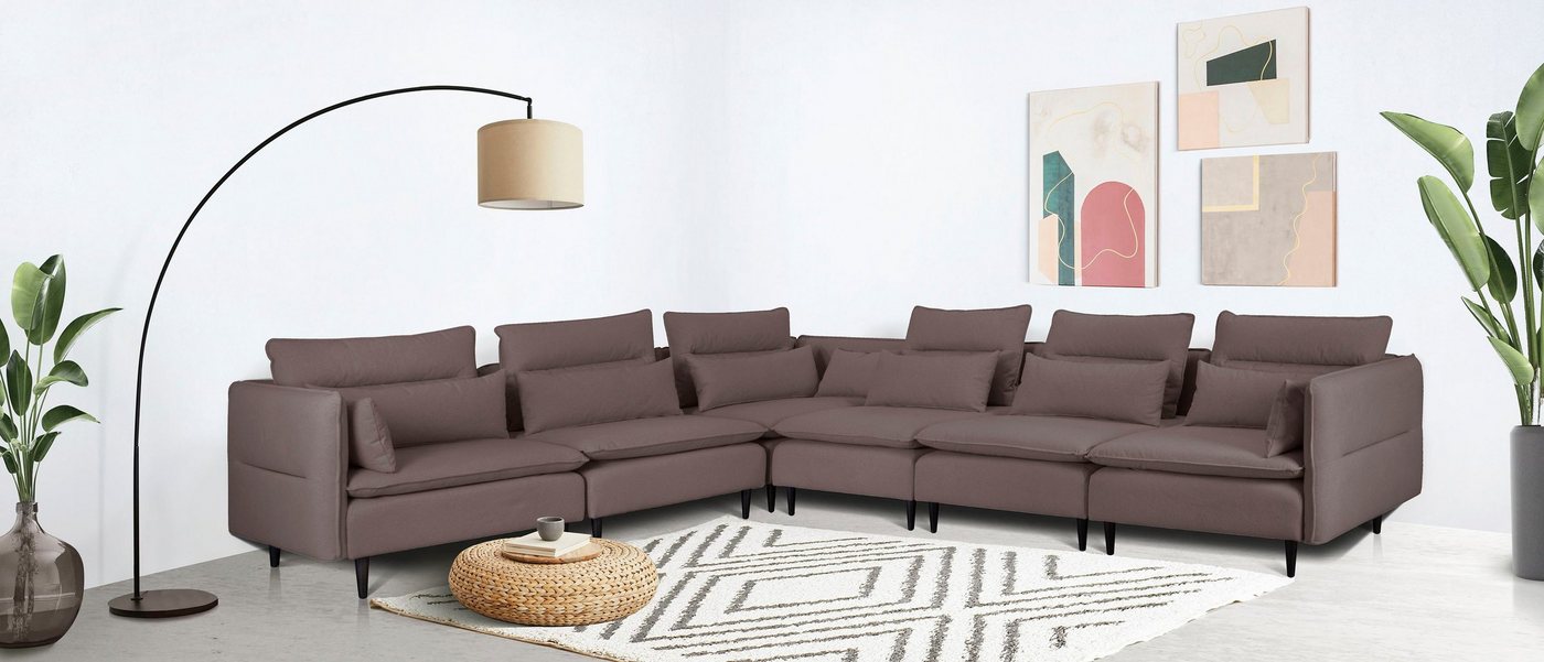andas Ecksofa ALVIK L-Form, zusammengesetzt aus Modulen, erweiterbar mit Modulen der Serie von andas