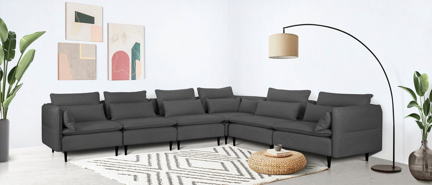 andas Ecksofa ALVIK L-Form, zusammengesetzt aus Modulen, erweiterbar mit Modulen der Serie von andas