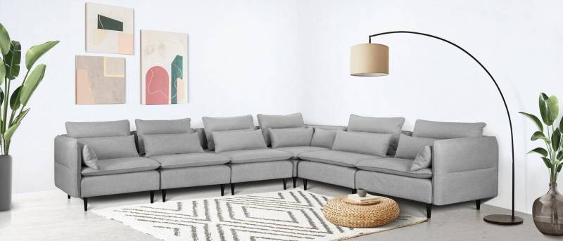 andas Ecksofa ALVIK L-Form, zusammengesetzt aus Modulen, erweiterbar mit Modulen der Serie von andas